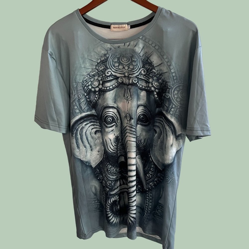 Elephant God Shirt Youth Size‎ 5 Green All Over Print Short Sleeve Girls
